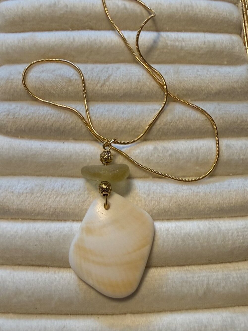 Two Shores – Ultra Rare Barcelona Yellow Sea Glass & Portugal Sea-Tossed Shell N